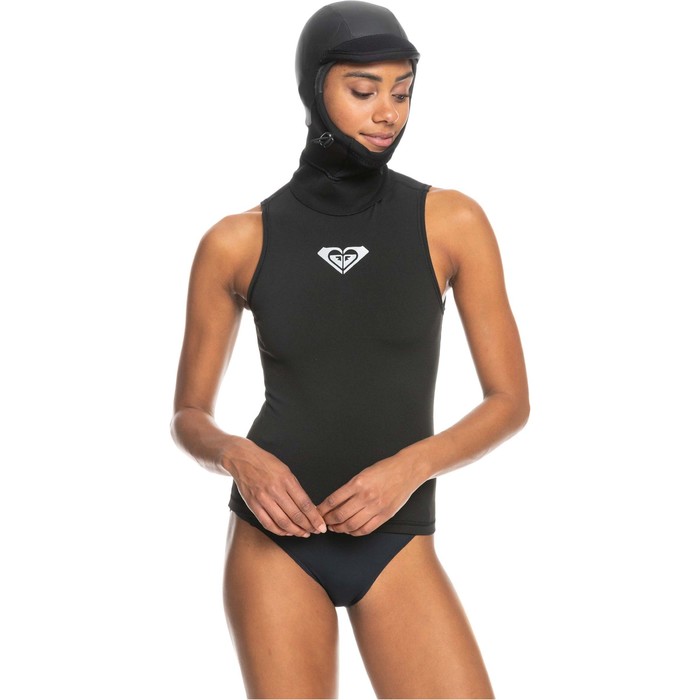 2024 Roxy Womens Swell Series 2mm Hooded Wetsuit Vest ERJW003002 - True Black